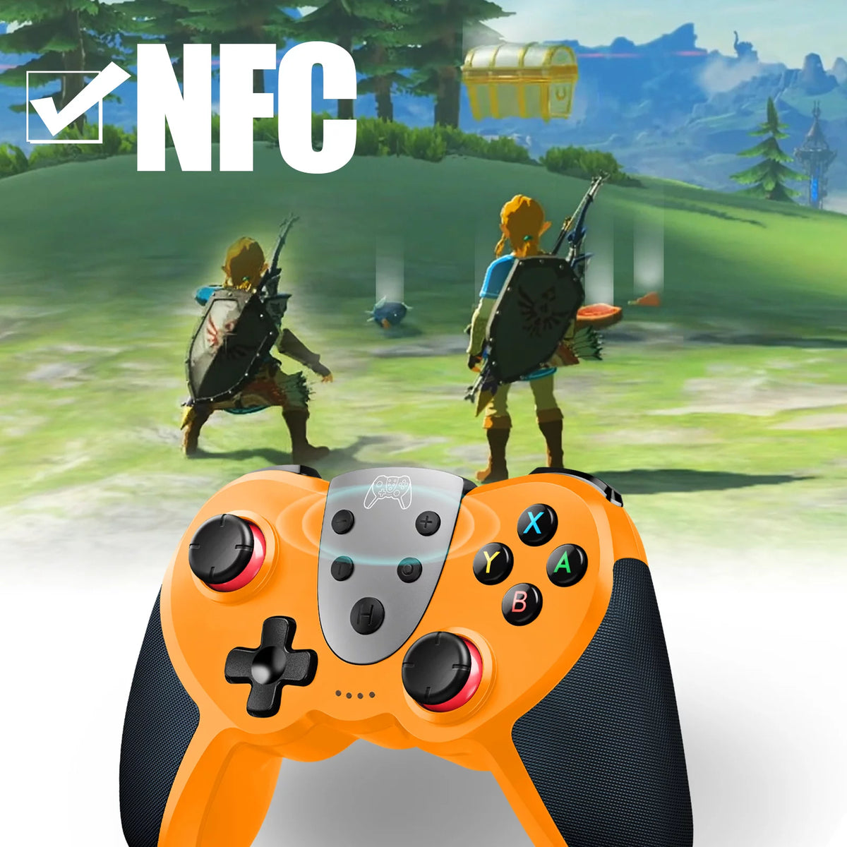 Wireless Controller with 4 Vibration Levels, Adjustable Turbo Speed, NFC Technology (Orange) F57410