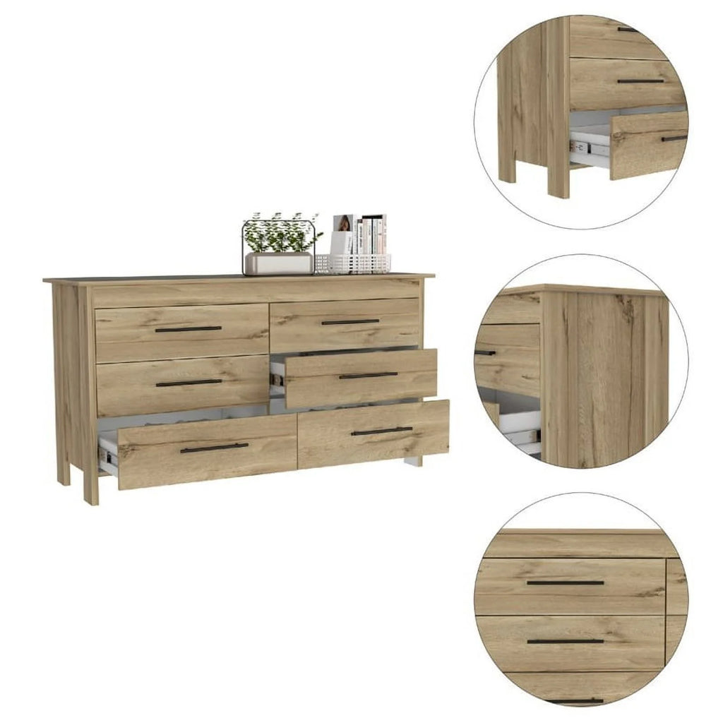 6 Drawer Engineered Wood Double Dresser W69112
