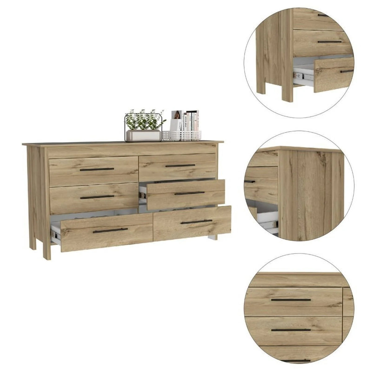 6 Drawer Engineered Wood Double Dresser W69112