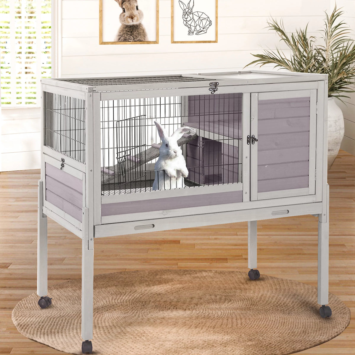 Rabbit Hutch Guinea Pig Cage with Tray C65149