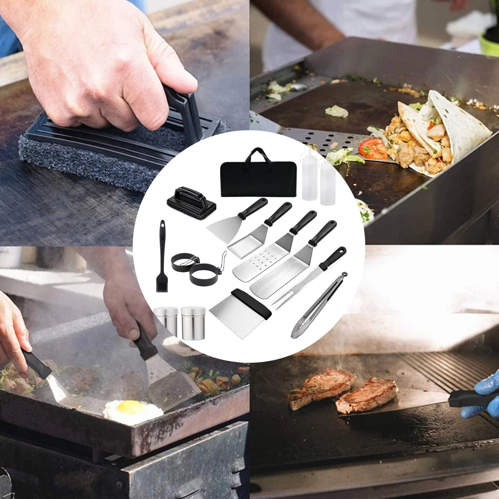15 Pcs Stainless Steel BBQ Tools Set with Storage Bag M187