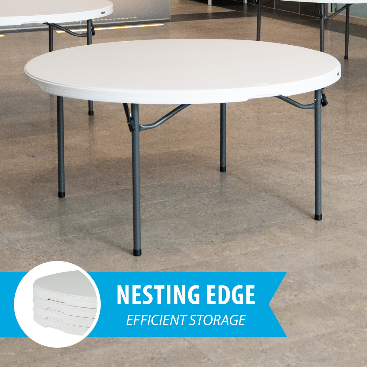 60 inch Round Folding Table White Granite E821