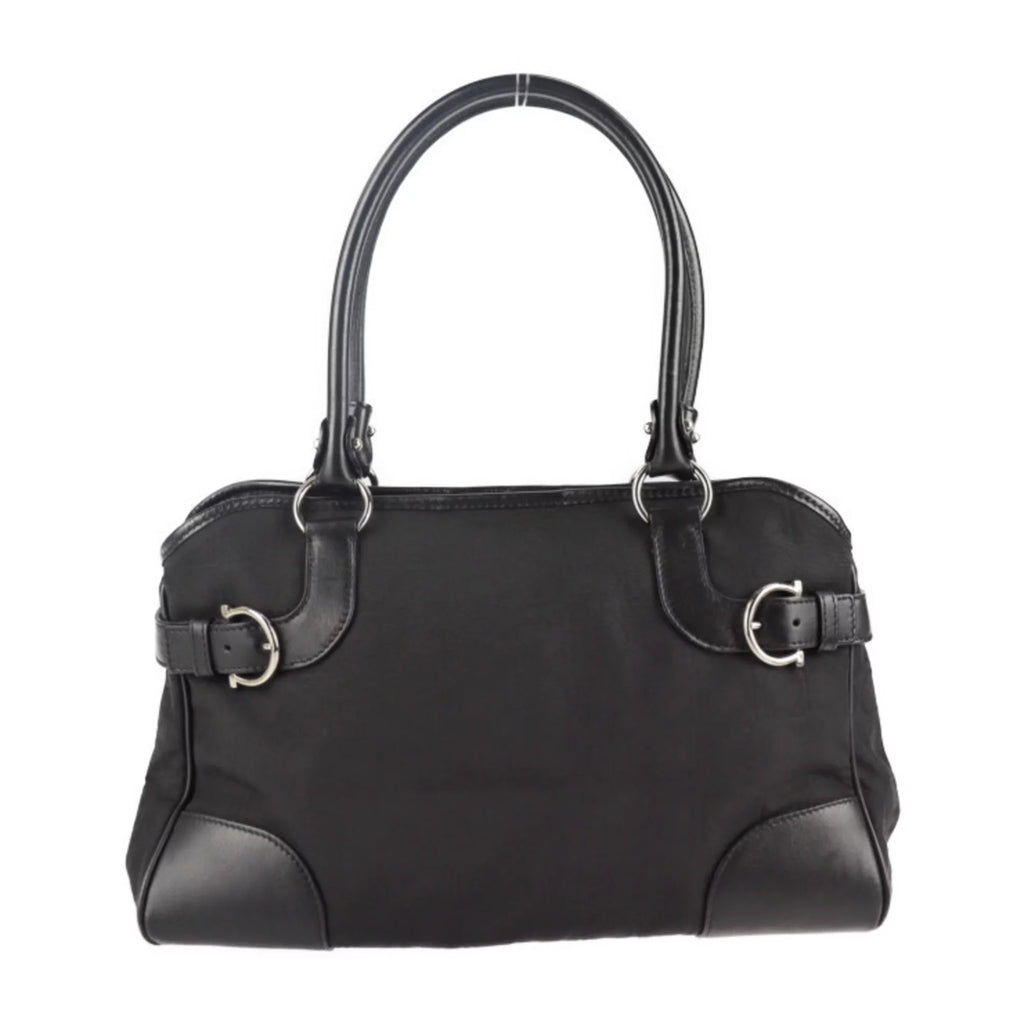 Pre-Owned Black Canvas Leather Shoulder Bag K7747