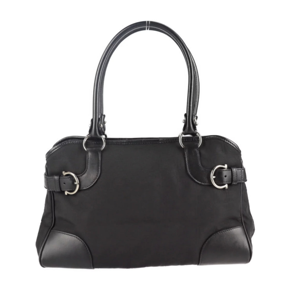 Pre-Owned Black Canvas Leather Shoulder Bag K7747