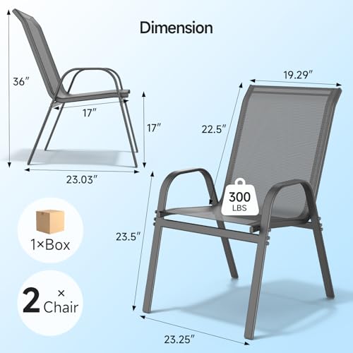 Grey Stackable Outdoor Dining Chairs Set of 4 B39185