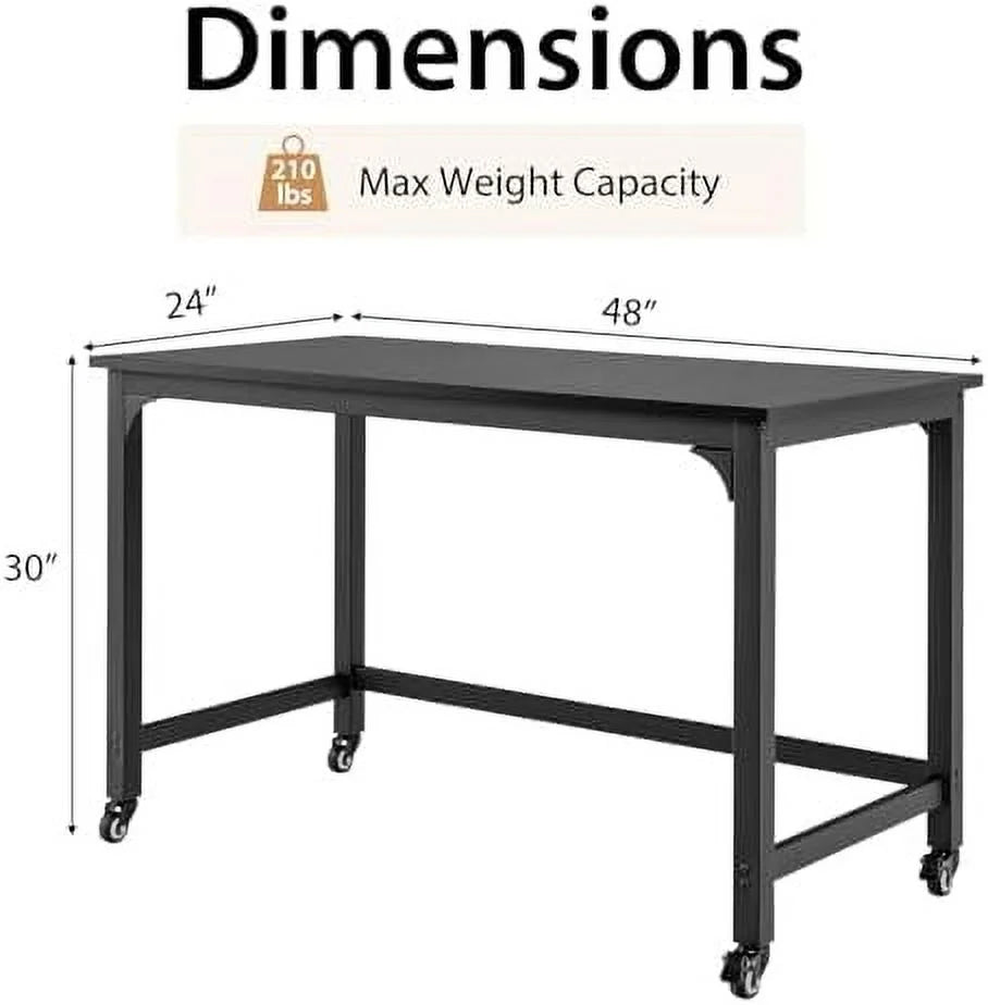 48" Mobile Computer Desk with 4 Casters V8190