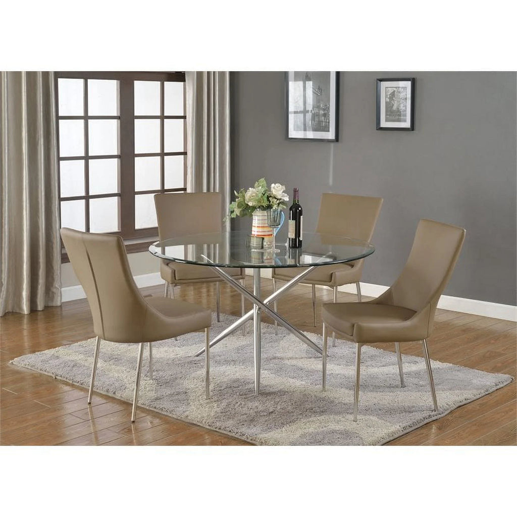 Round Steel and Glass Dining Table E687