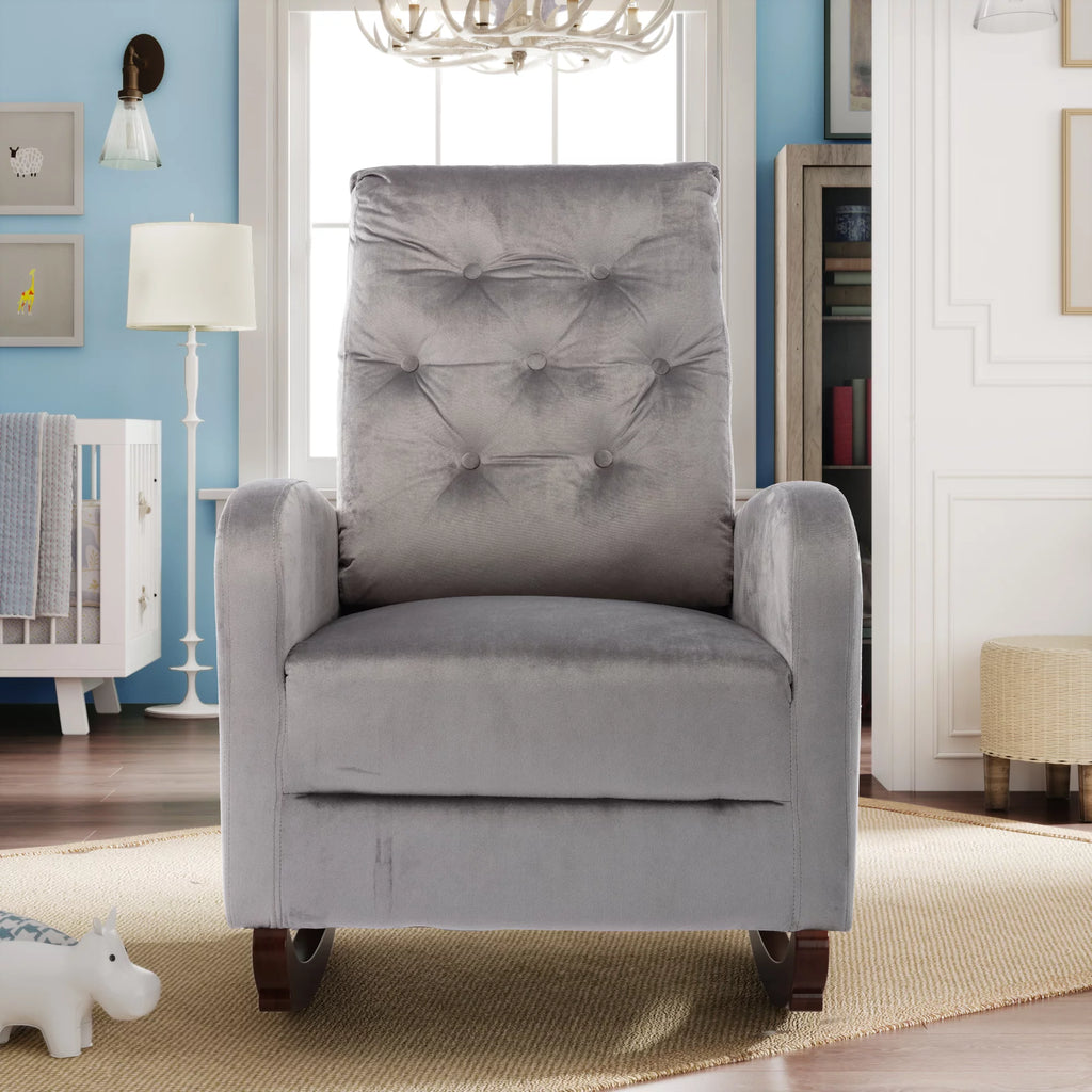 Mid-Century Modern Upholstered Rocking Armchair R31791