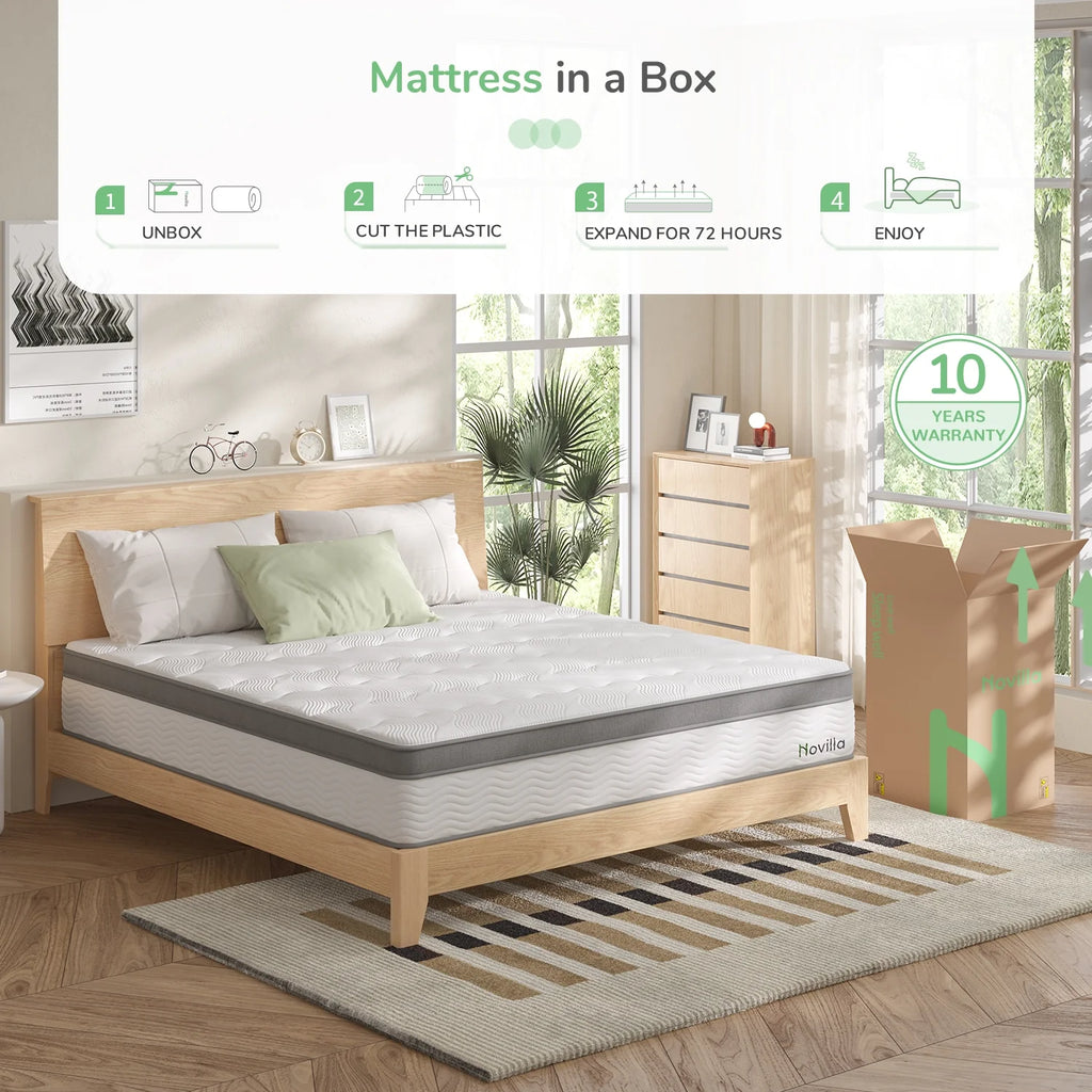 12" Gel Memory Foam Pocket Spring Hybrid Mattress Queen Size I276392
