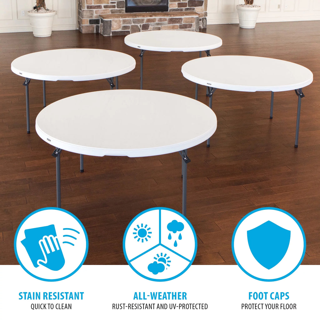 60 inch Round Folding Table White Granite E821
