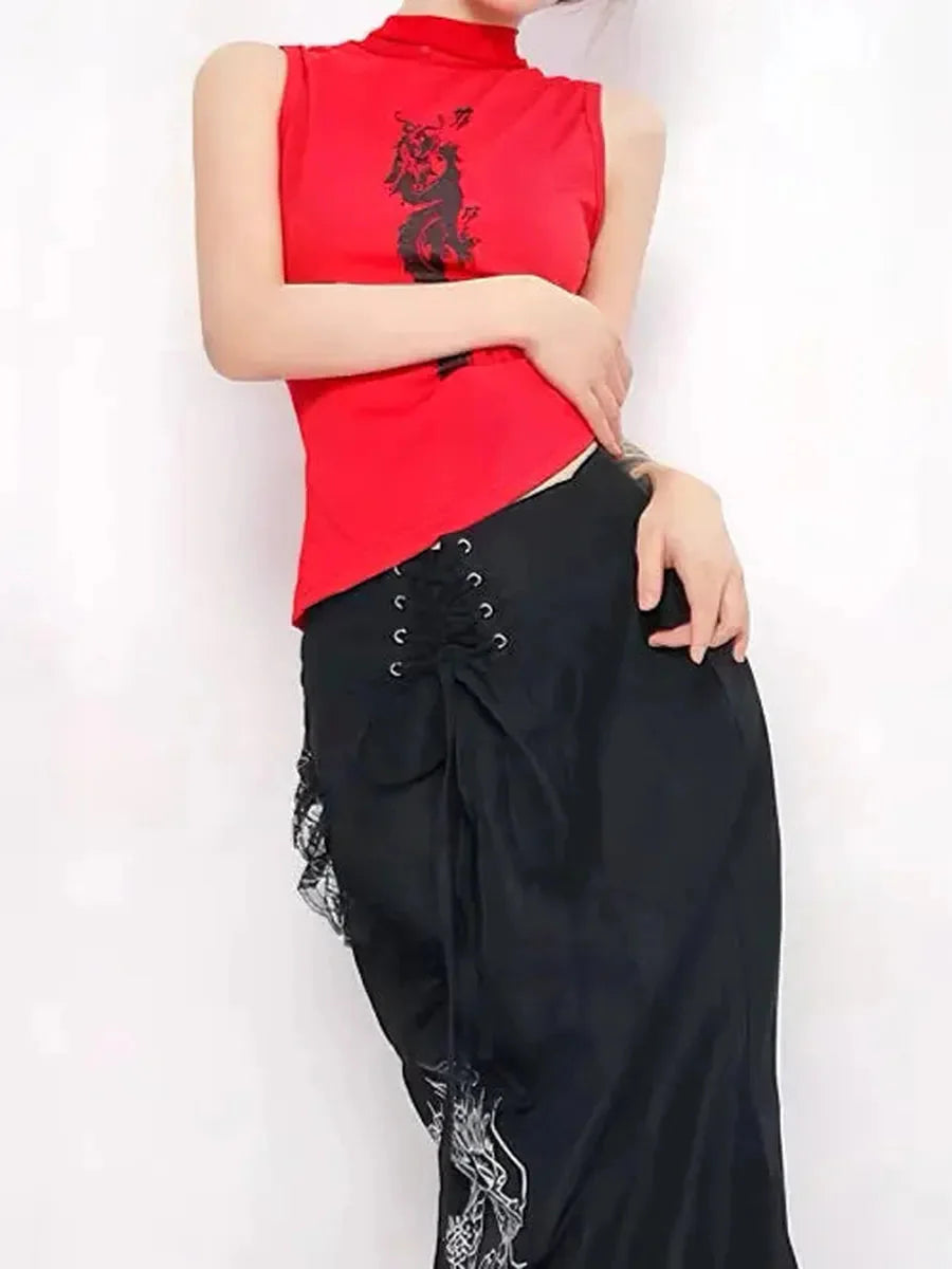 Dark Fish Tail Midi Skirts R450670
