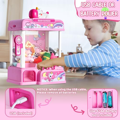 Pink Claw Machine with Sound & 20 Mini Toys I696