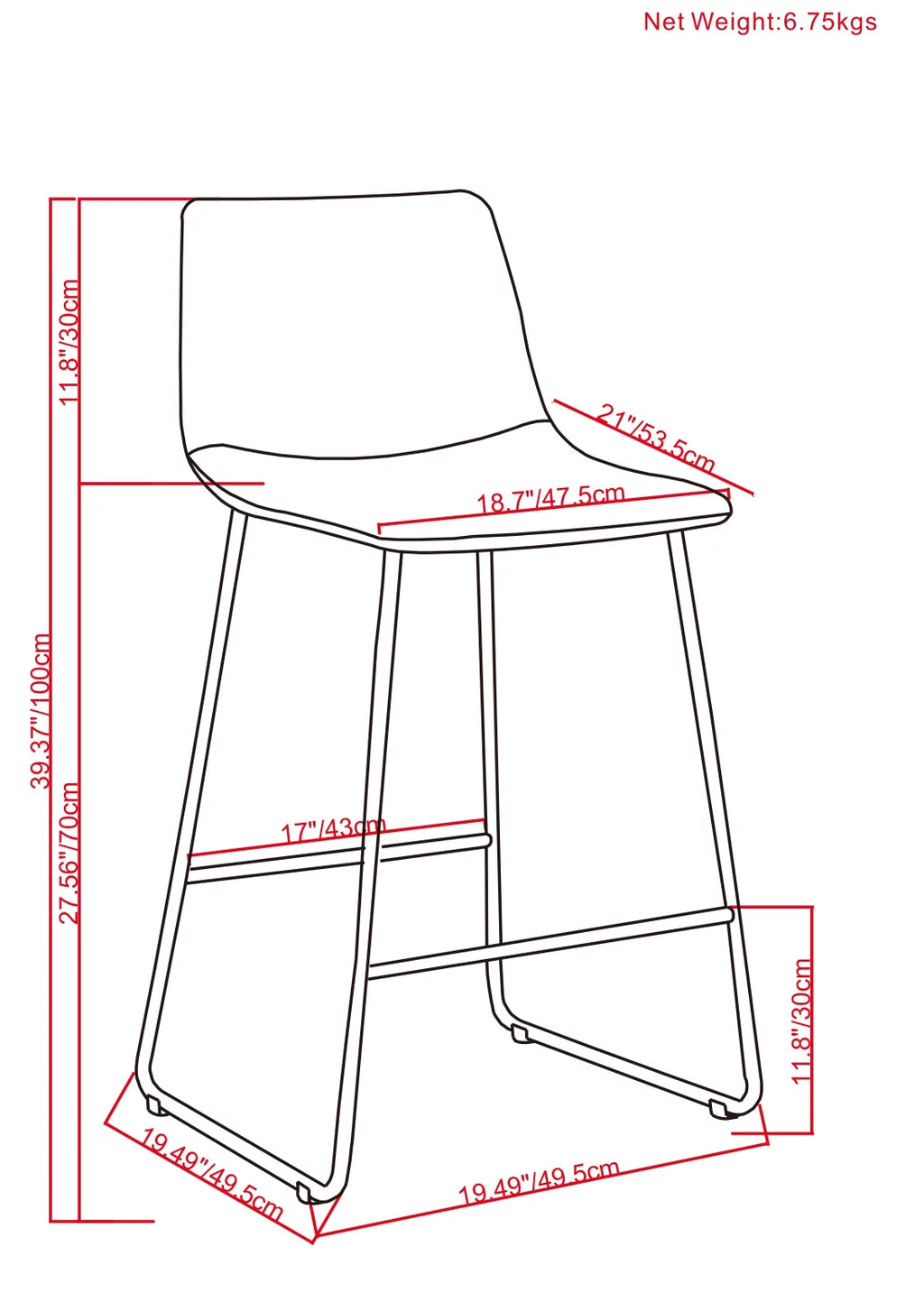 Distressed Charcoal Grey Faux Leather Bar Stool Set of 2 H106