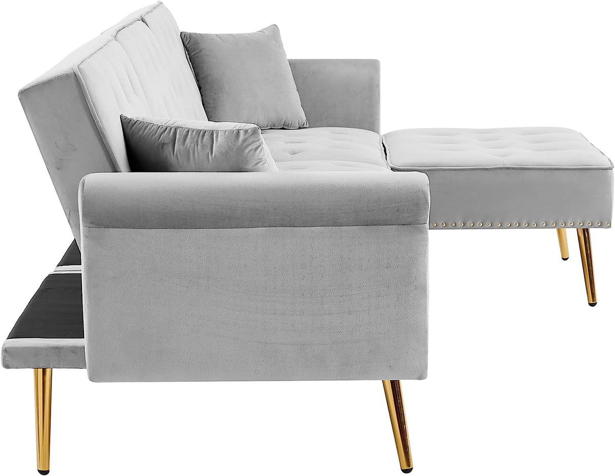L-Shaped Sectional Sofa with Recliner and Movable Ottoman R9801
