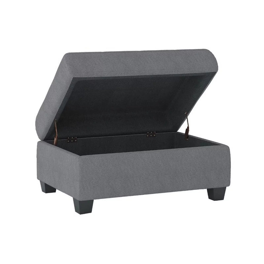 Dark Grey Upholstered Storage Ottoman L482