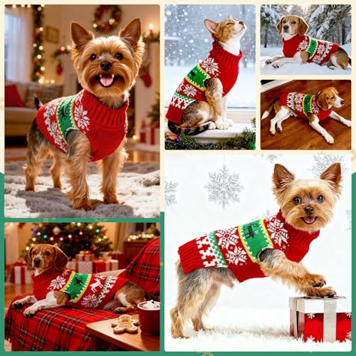 Grey Dog Christmas Sweater with Leash Hole M347