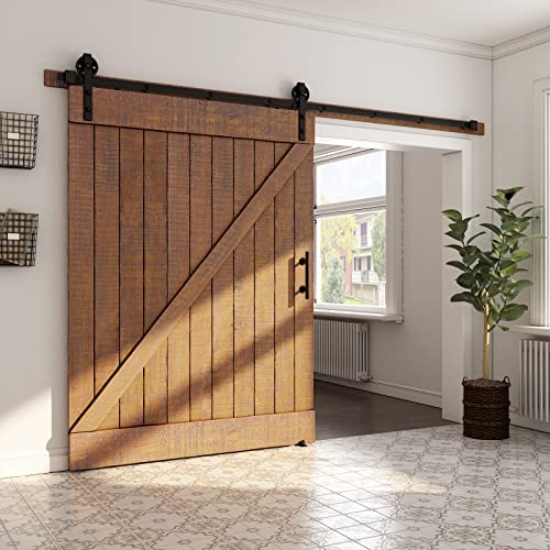 6.6ft Heavy Duty Sliding Barn Door Hardware Kit, Black O118