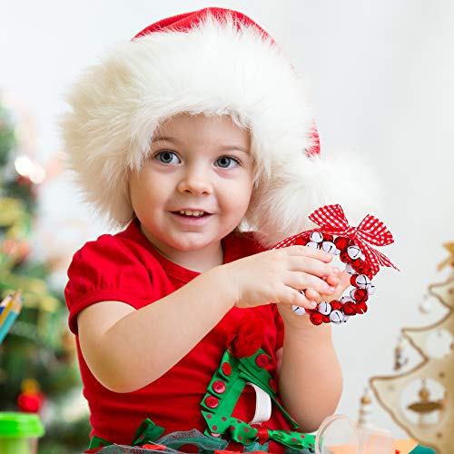 14 Sets Wreath Tree Ornaments Craft Kit with Ribbons, Bows and Bells W73430