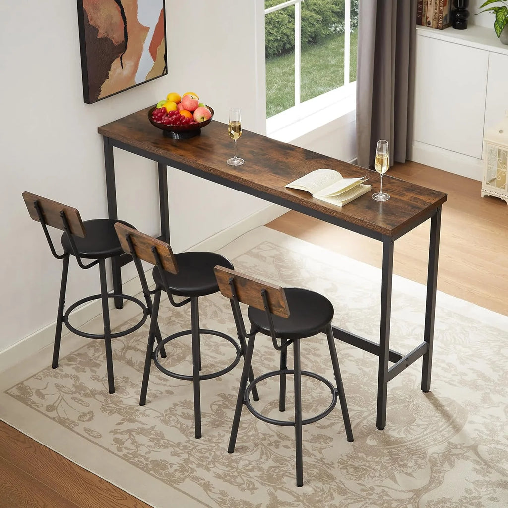 Wood Bar Table and Chairs Set for 3 A4707