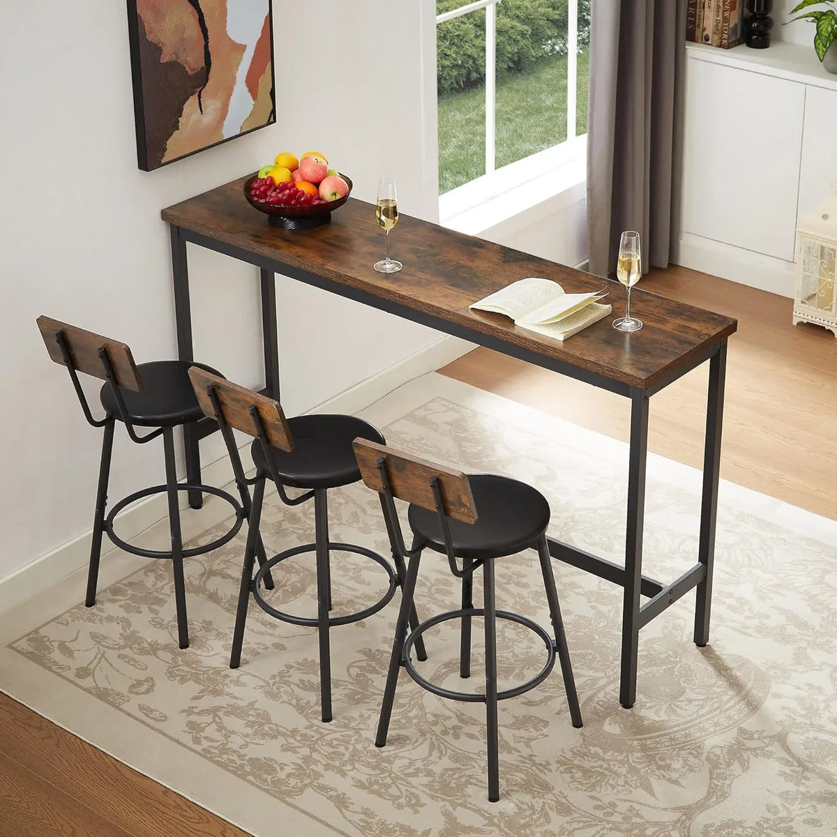 Wood Bar Table and Chairs Set for 3 A4707
