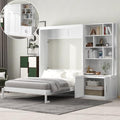 Full Size Solid Wood Foldable Murphy Bed Cabinet with Storage Shelves Y291768