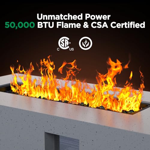 43 Inch 50000 BTU Propane Gas Fire Pit Table with Glass Rocks B895