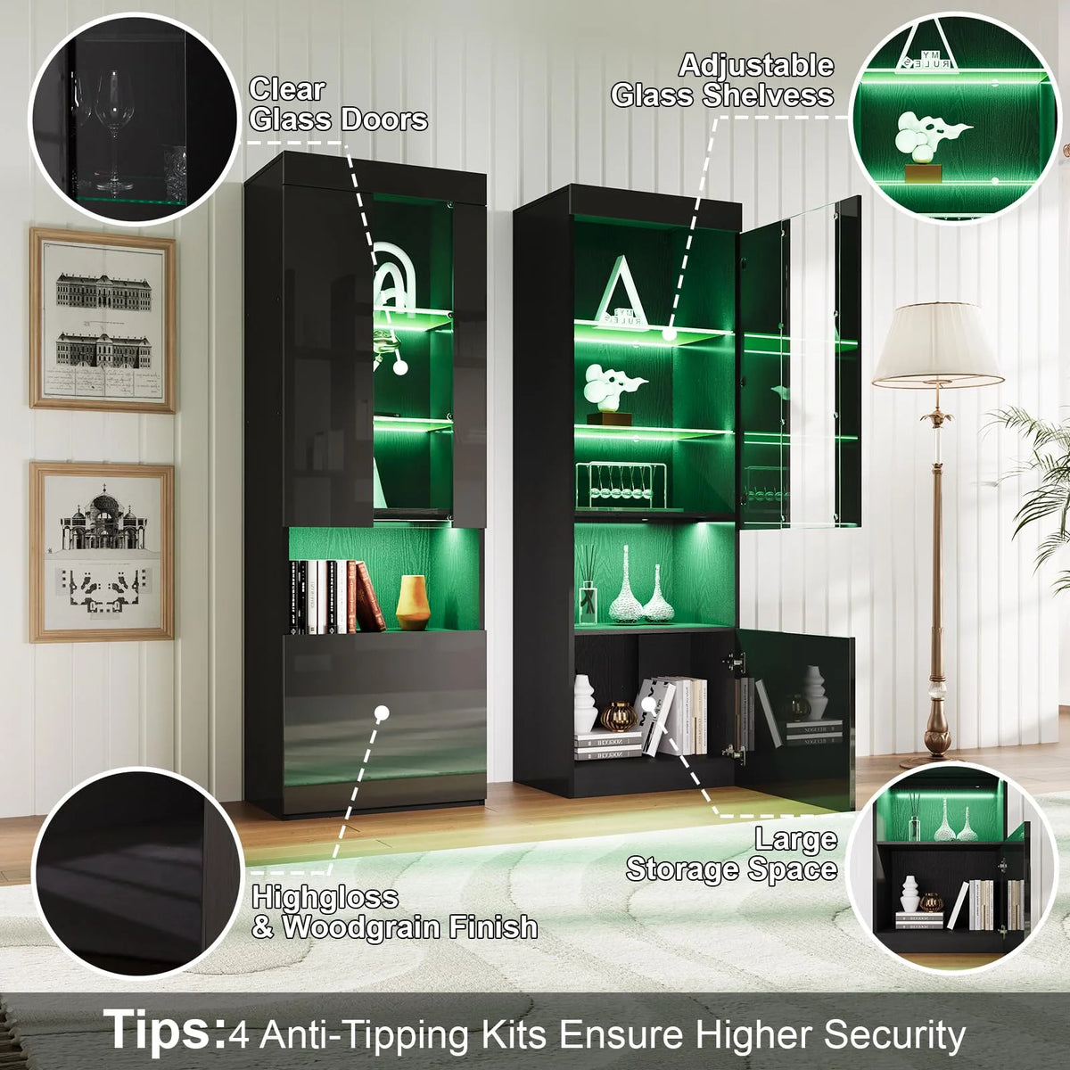 Black Entertainment Center with Fireplace and Bookcases W646235