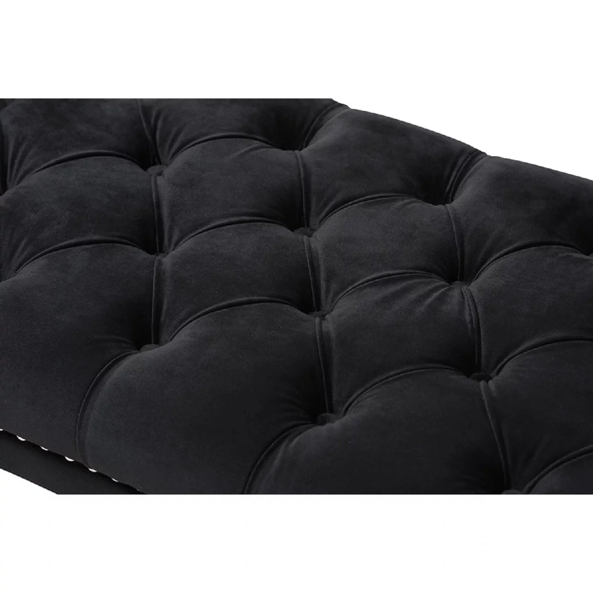 Black Velvet Upholstered Bench W16158