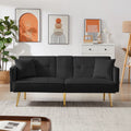 Black Velvet Convertible Futon Sofa Bed V930828