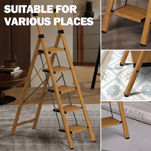 3 Step Folding Aluminum Steel Ladder 330lbs Capacity P109