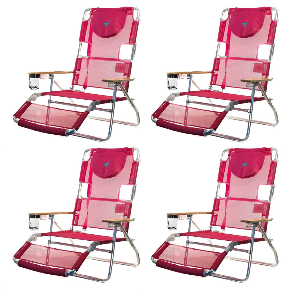 Pink 16" Tall Reclining Beach Chair 4 Pack Z858