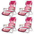 Pink 16" Tall Reclining Beach Chair 4 Pack Z858