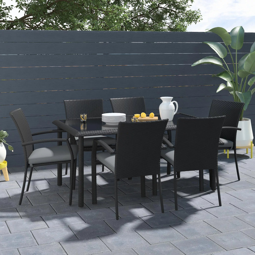 Black Wicker Stacking Dining Chairs 6-Pack R5879