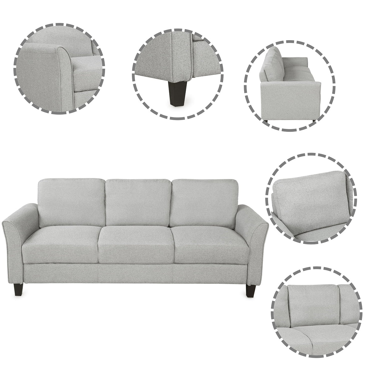 Light Gray Sofa Loveseat Chair 3-Seat Sofa F578