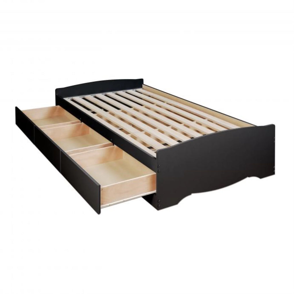 Black Twin XL Platform Storage Bed with Drawers P793