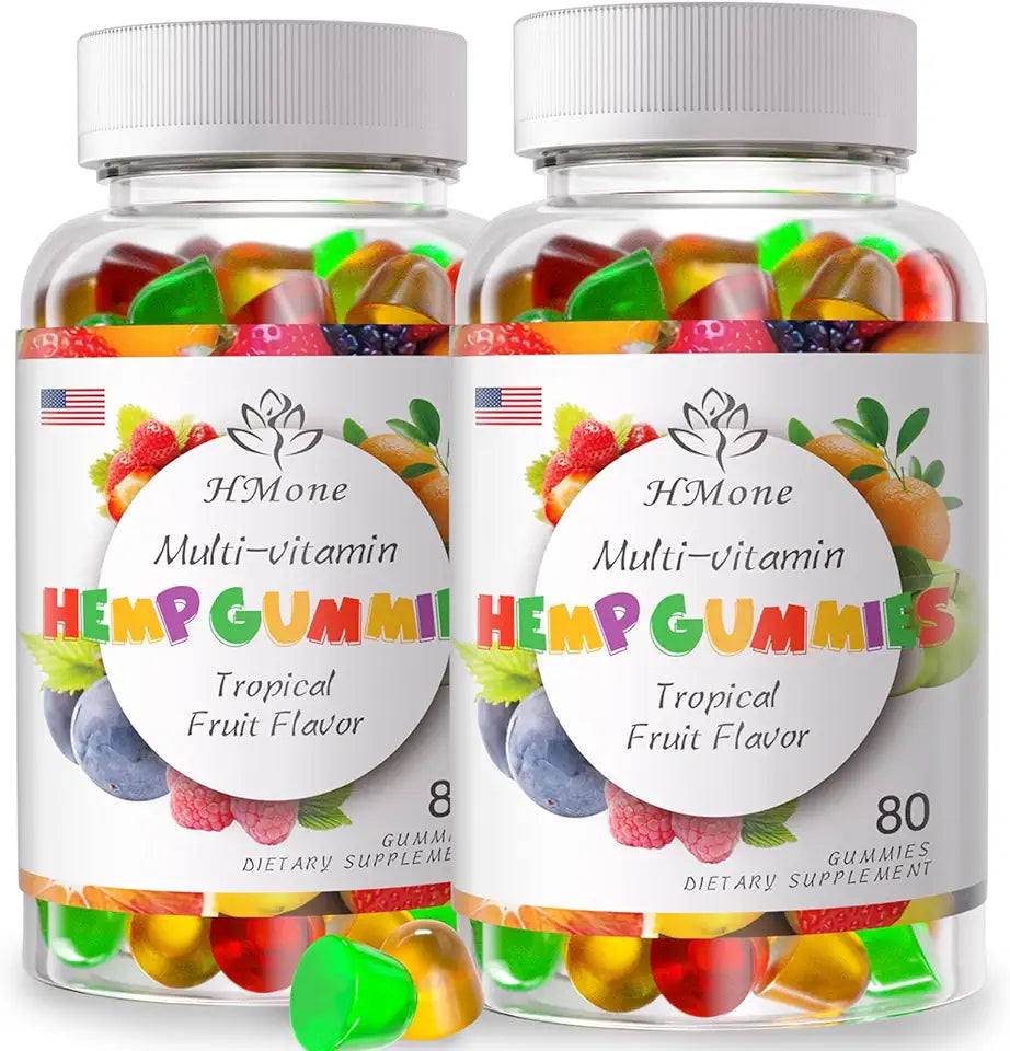 2 Packs Organic Hemp Gummies Vegan Low Sugar U97898