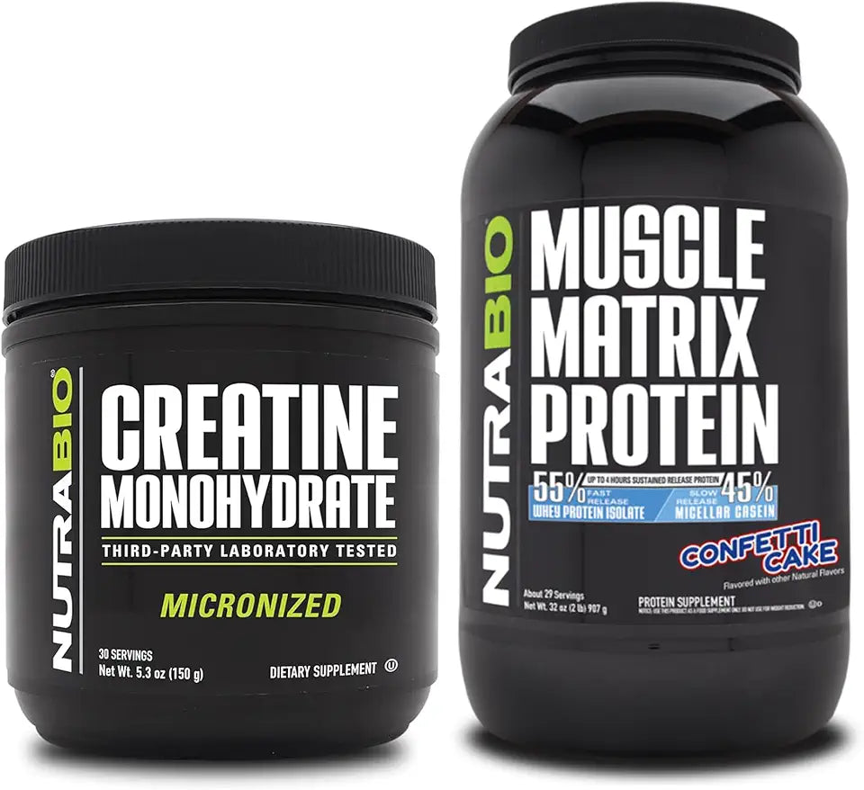 Unflavored Creatine Monohydrate and Confetti Cake Protein Powder Supplement Bundle J341445