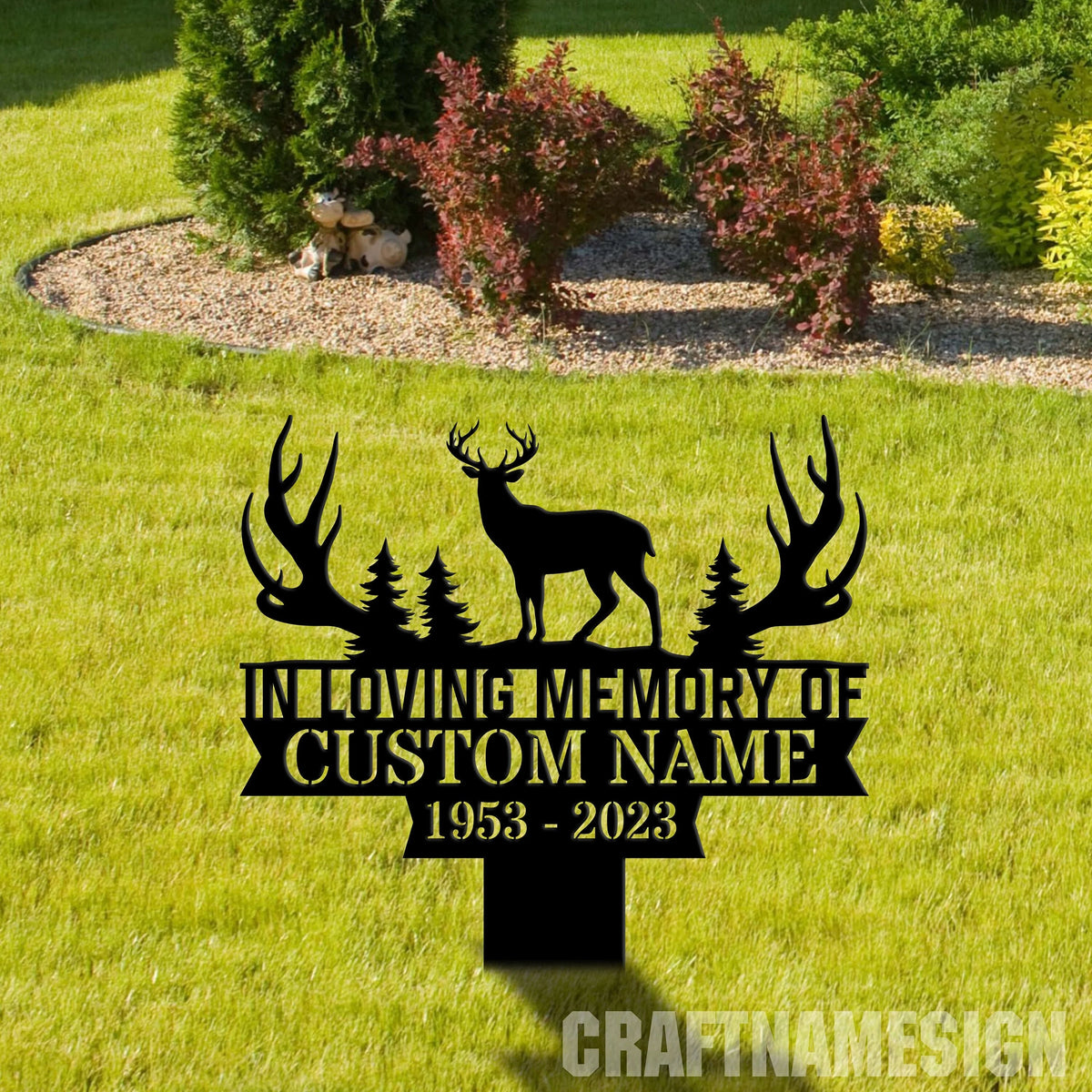 Custom Deer Hunting Memorial Stake R6081