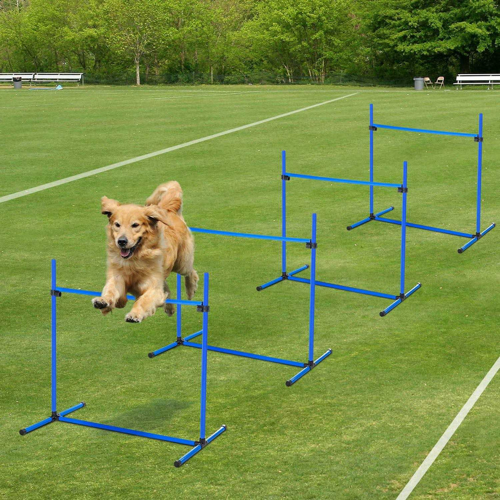 4 Piece Dog Agility Equipment with Adjustable Height Jump Bars S610