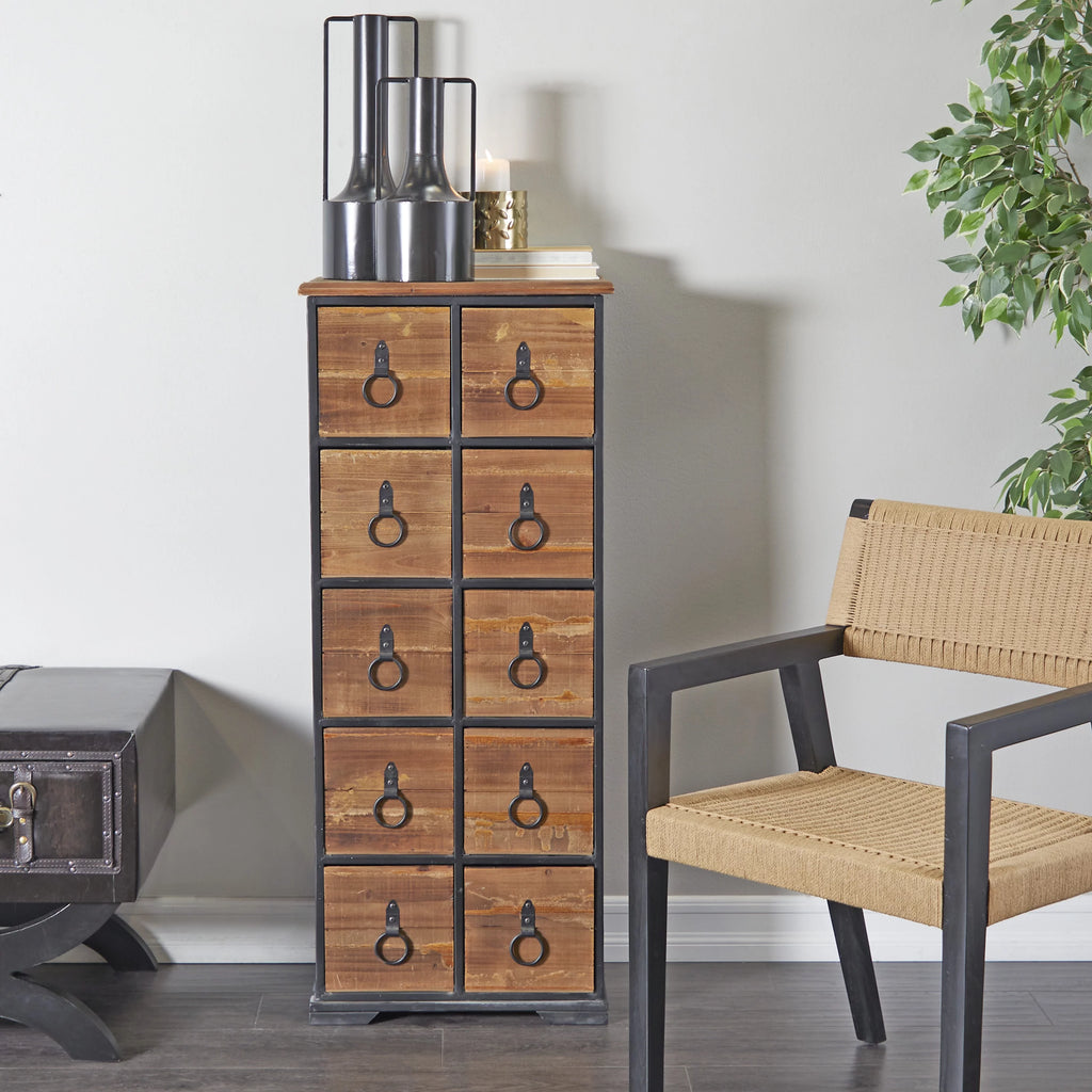 Rustic Wood Chest with Black Handles Y163381