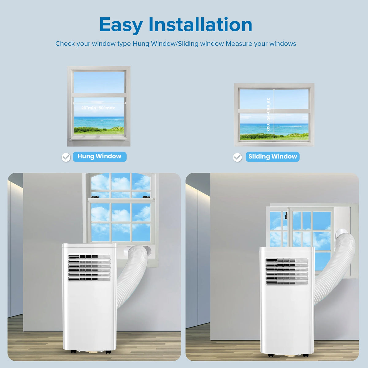 Portable Air Conditioner 5000BTU 8000 BTU ASHRAE 250 Sq.Ft X3414