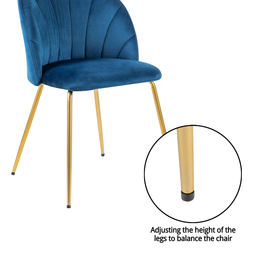 Velvet Blue Dining Room Chair with Gold Legs, Set of 4 U727