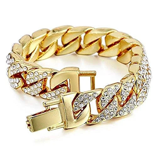 Men's Hip Hop Metal Timepiece with Blood Red Baguettes and Clear Rhinestones E6459