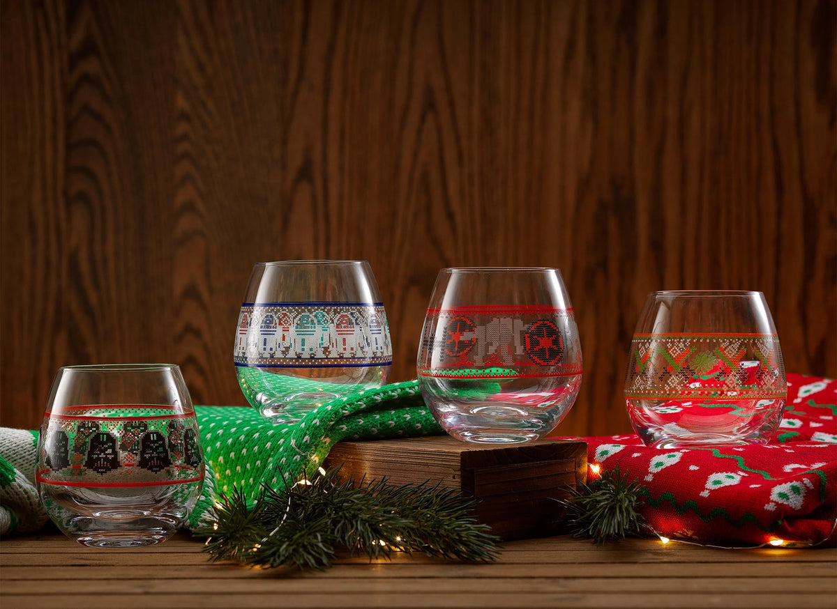 Stemless Drinking Glass Set of 4 15 oz C8307