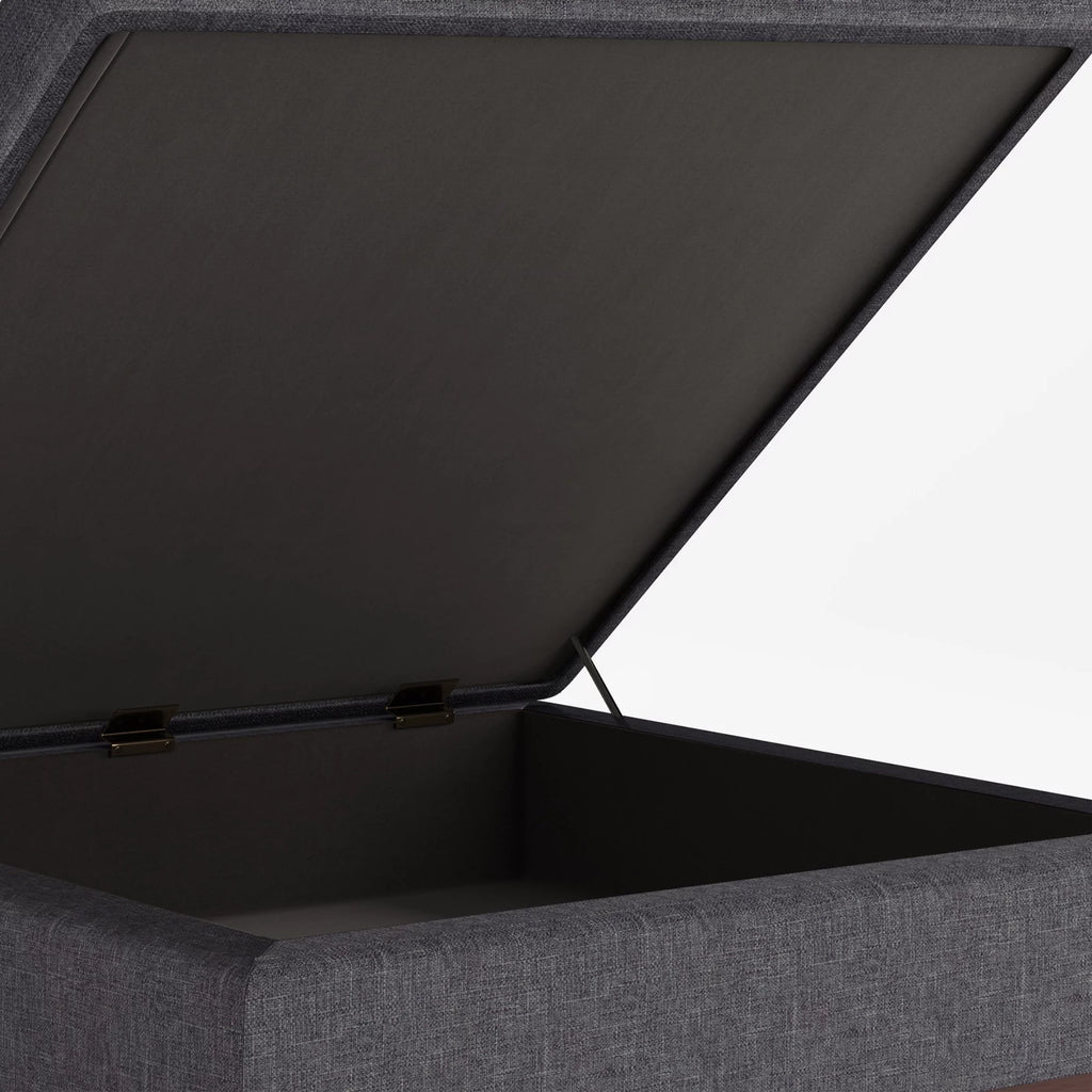 36" Square Storage Ottoman Slate Gray Linen Look Fabric S63271