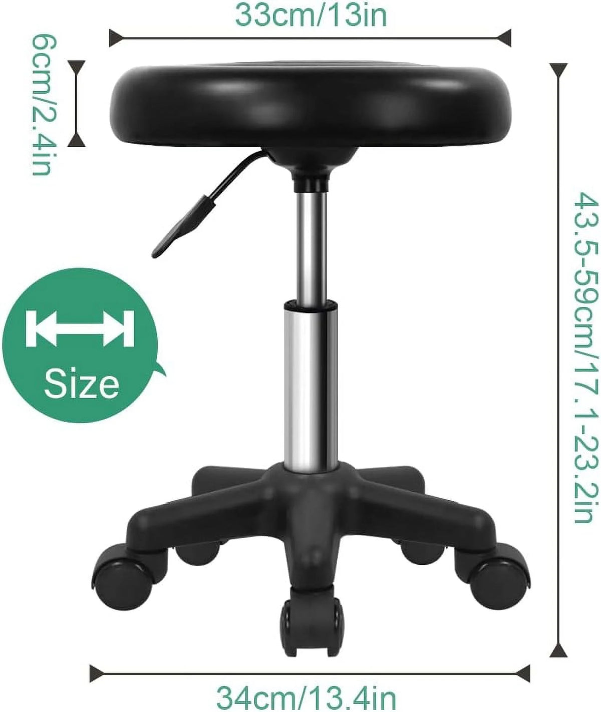 Round Swivel Stool with Wheels Black F912534