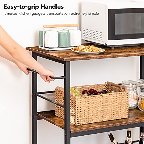 Rustic Brown and Black Kitchen Island with Storage S848554