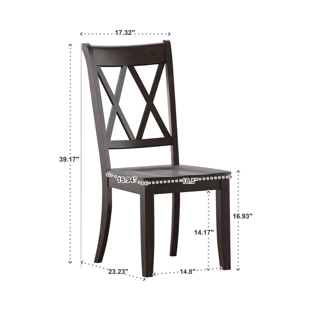 Set of 2 Antique Black Dining Chair M375223