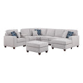 Light Gray Linen Fabric Upholstered Sectional U96690