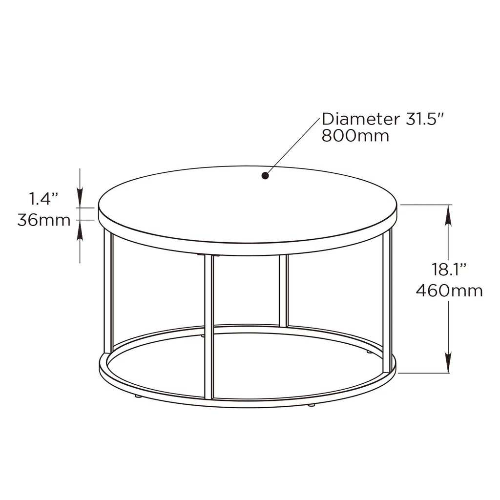 Black Marble Round Coffee Table Ottoman N713670